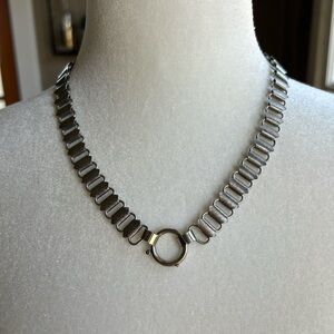 Antique Silver Tone Book Link Necklace